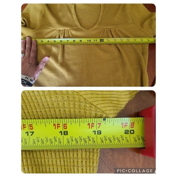 Anthropologie T. la Women's Waffle Knit Tunic Top Sz Medium Boho Relaxed Thermal - Picture 10 of 12